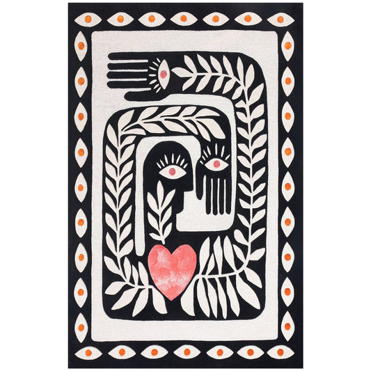 Black Gaia Rug – hand-tufted black rectangular rug by Ohana