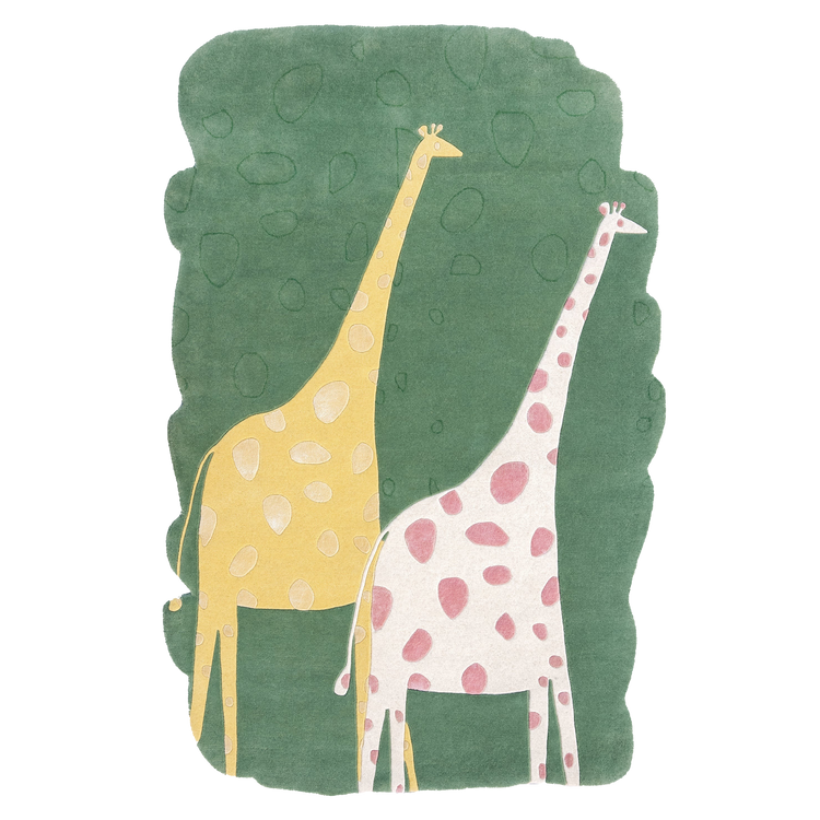 Giraffe Twins Green Rug – hand-tufted green rectangular rug by Ohana