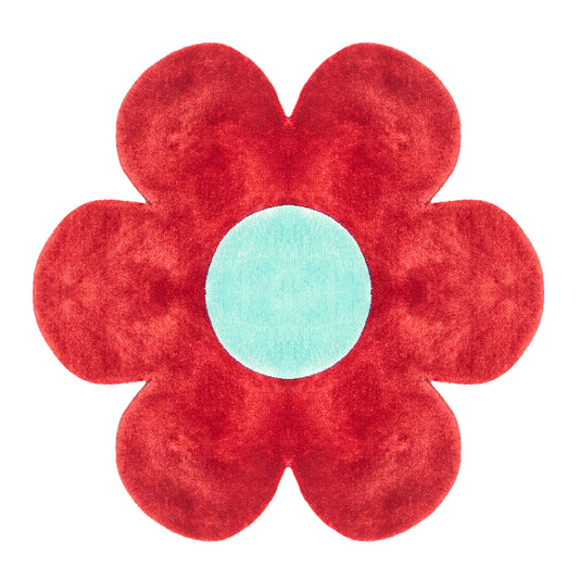 Red Blossom Rug – hand-tufted red flower-shaped rug by Ohana