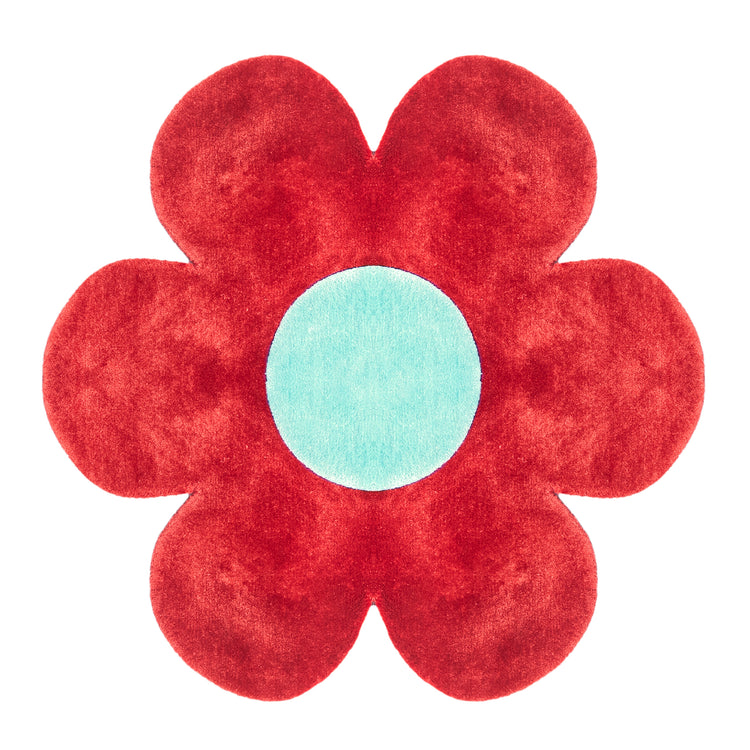 Red Blossom Rug – hand-tufted red flower-shaped rug by Ohana