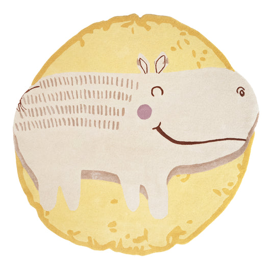 Yellow Hippo Rug – hand-tufted yellow shaped rug by Ohana