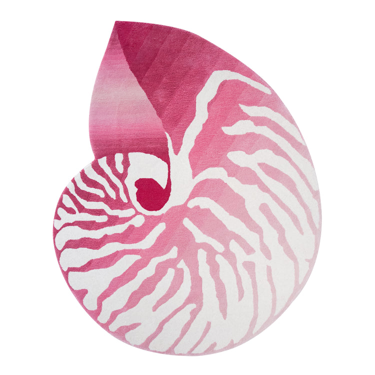 Nautilus Pink Rug – hand-tufted pink shaped rug by Ohana