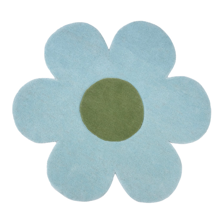 Blue Blossom Rug Wool – hand-tufted blue flower-shaped rug by Ohana