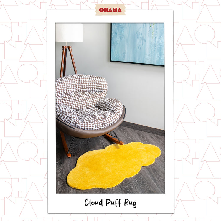 Yellow Cloud Puff Rug – hand-tufted yellow cloud-shaped rug by Ohana