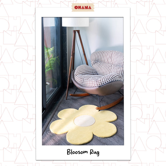 Yellow Blossom Rug – hand-tufted yellow flower-shaped rug by Ohana