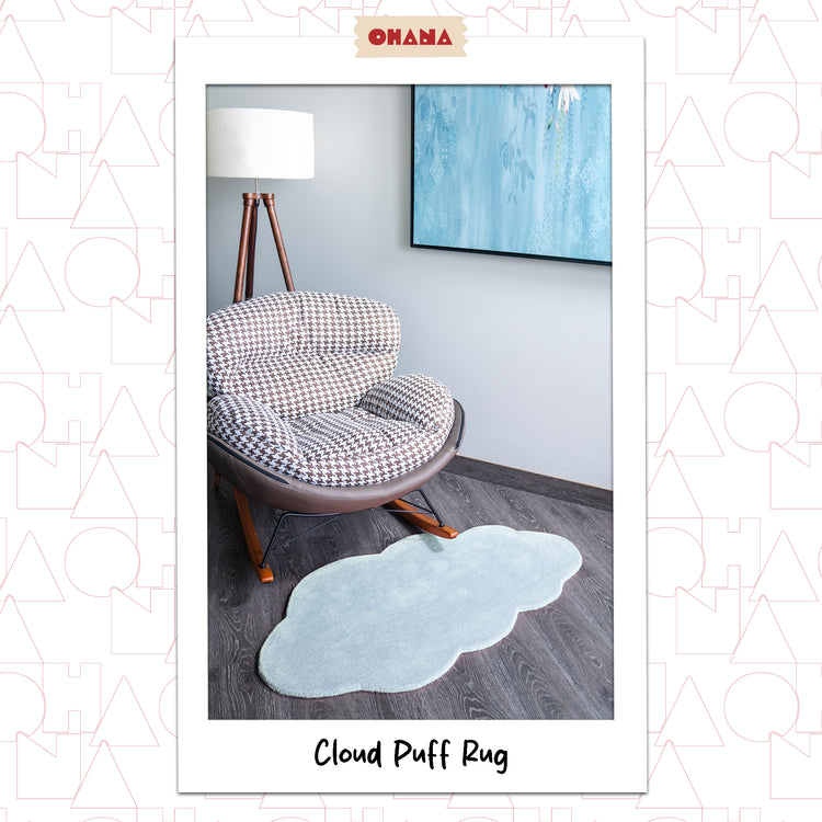 Blue Cloud Puff Rug – hand-tufted blue cloud-shaped rug by Ohana