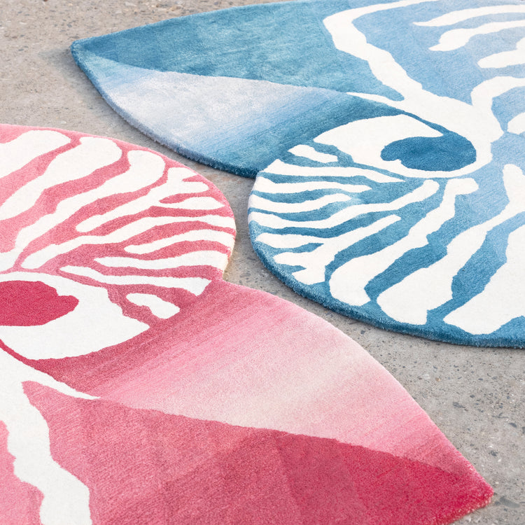 Nautilus Teal Rug – hand-tufted teal shaped rug by Ohana