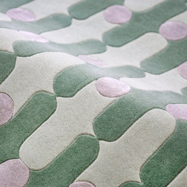 Wave Dots Green Rug – hand-tufted green rectangular rug by Ohana