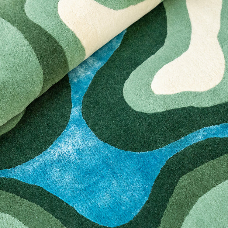 Algae Rug – hand-tufted green shaped rug by Ohana