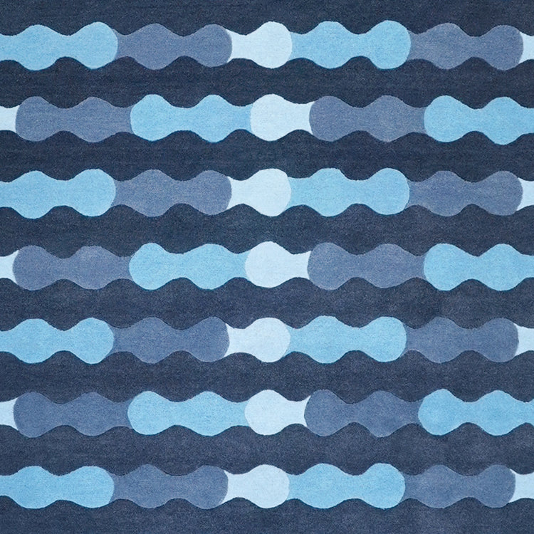 Merging Circles Blue Rug – hand-tufted blue rectangular rug by Ohana