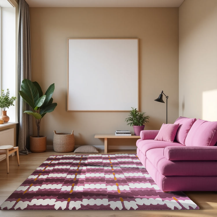 Loop Curves Purple Rug – hand-tufted purple rectangular rug by Ohana