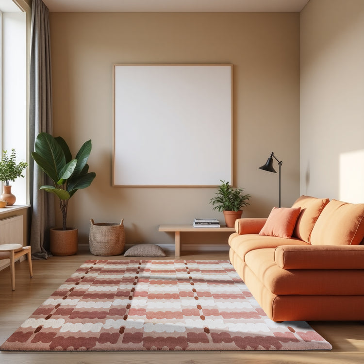 Loop Curves Peach Rug – hand-tufted peach rectangular rug by Ohana