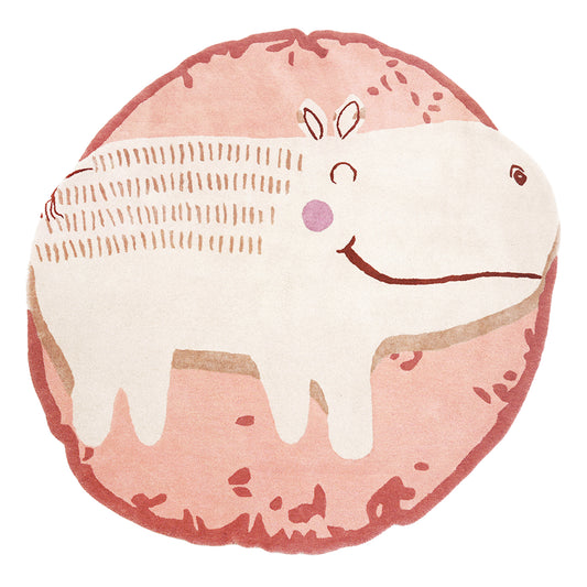 Pink Hippo Rug – hand-tufted pink shaped rug by Ohana