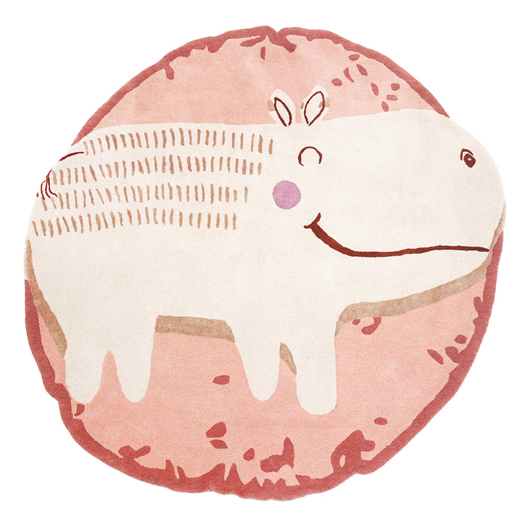 Pink Hippo Rug – hand-tufted pink shaped rug by Ohana