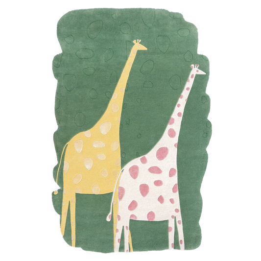 Giraffe Twins Green Rug – hand-tufted green rectangular rug by Ohana