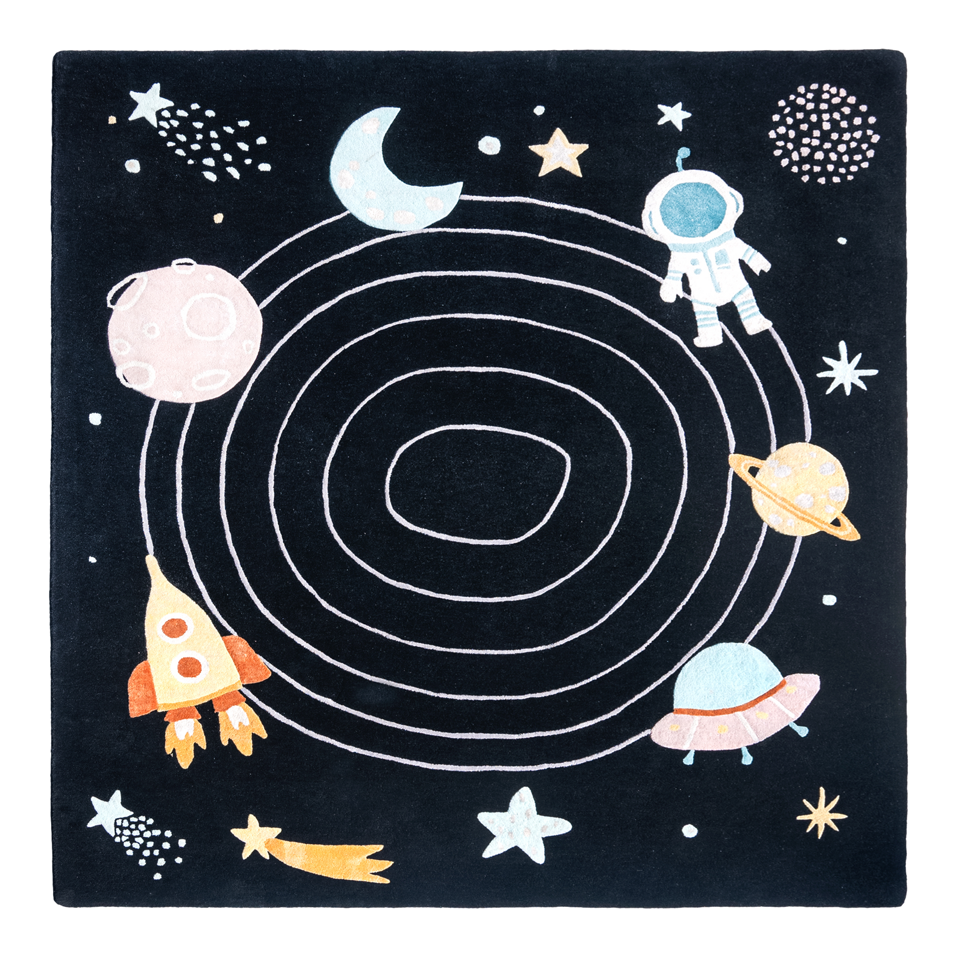 Black Space Rug – hand-tufted black rectangular rug by Ohana