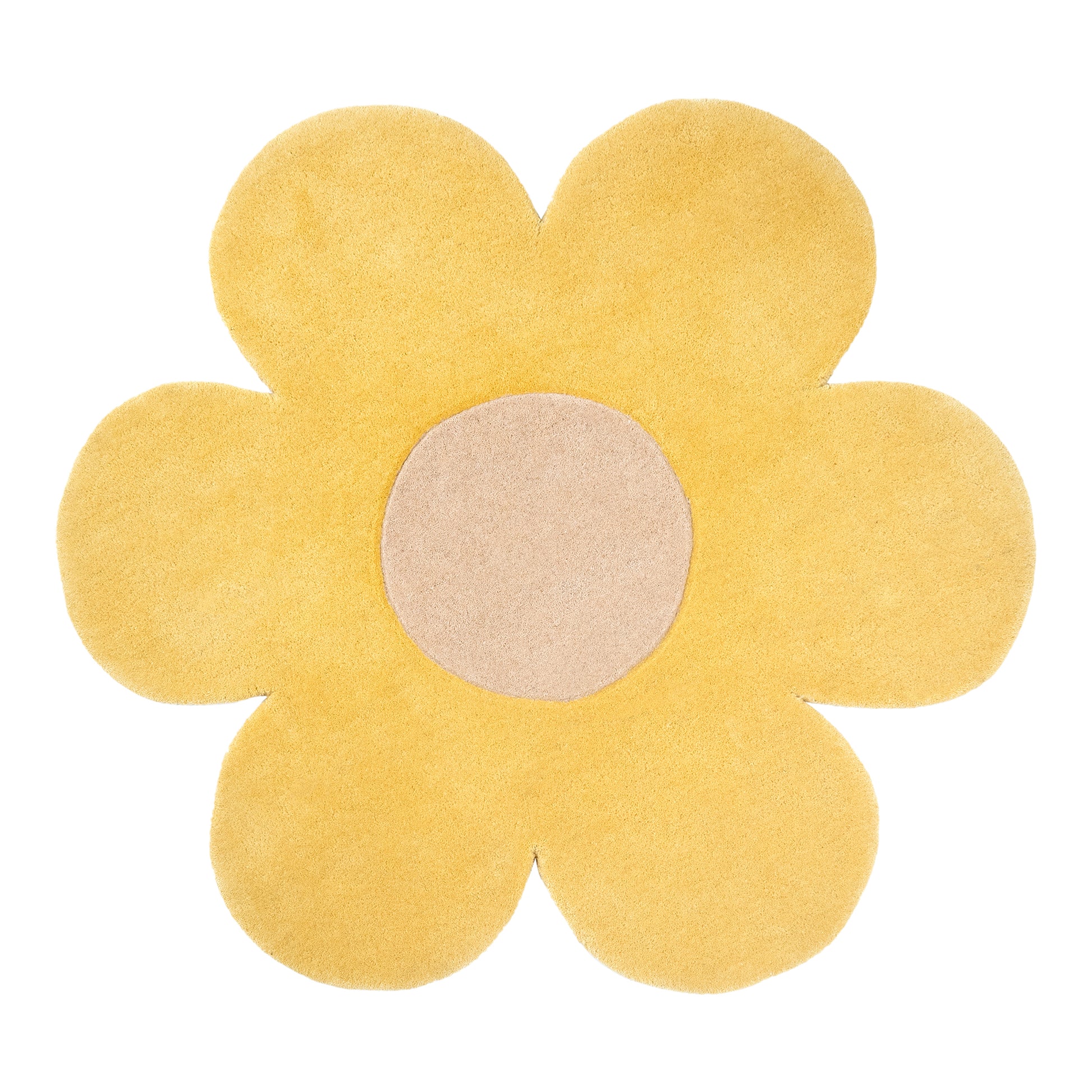 Yellow Blossom Rug – hand-tufted yellow flower-shaped rug by Ohana