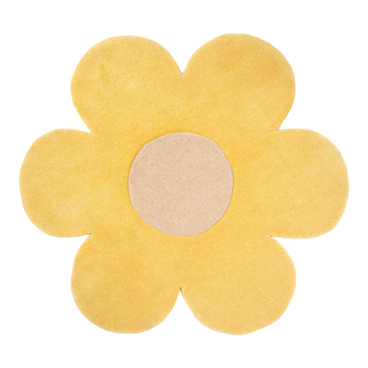 Yellow Blossom Rug – hand-tufted yellow flower-shaped rug by Ohana