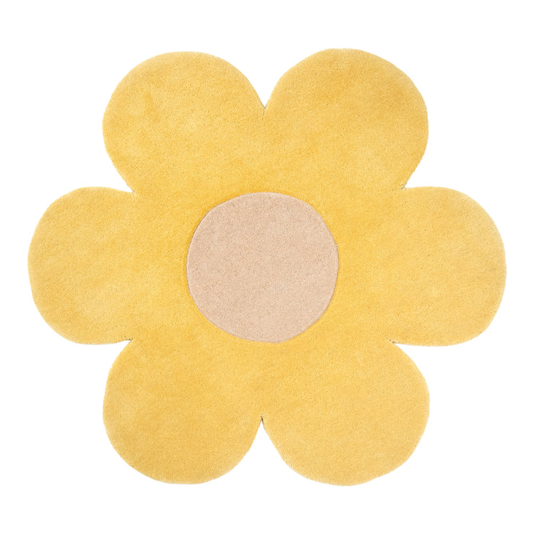 Yellow Blossom Rug – hand-tufted yellow flower-shaped rug by Ohana