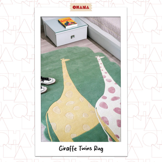 Giraffe Twins Green Rug – hand-tufted green rectangular rug by Ohana