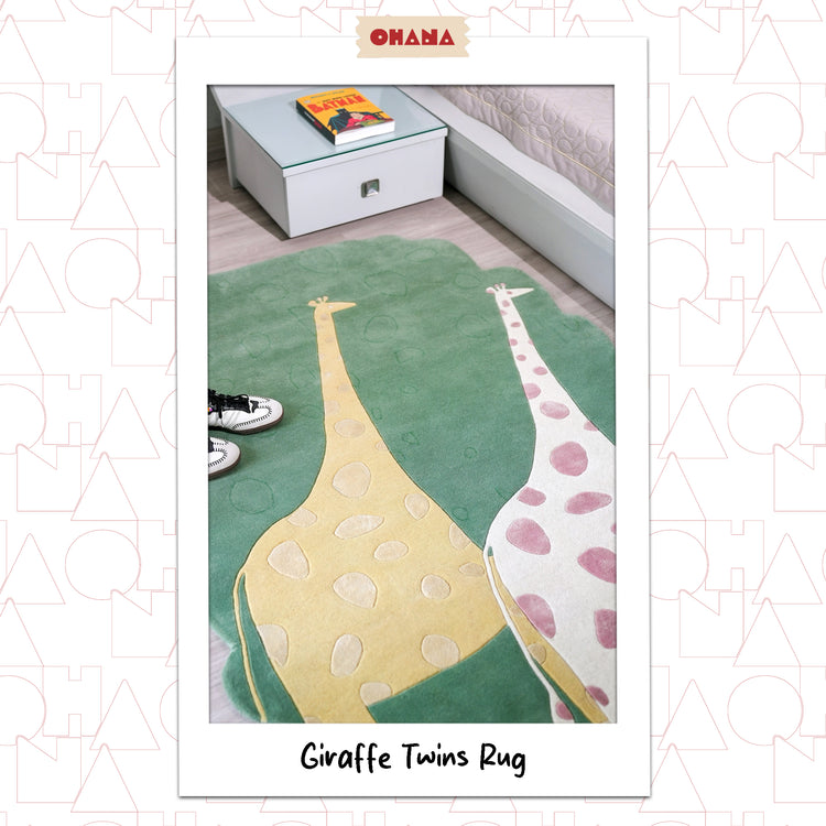 Giraffe Twins Green Rug – hand-tufted green rectangular rug by Ohana