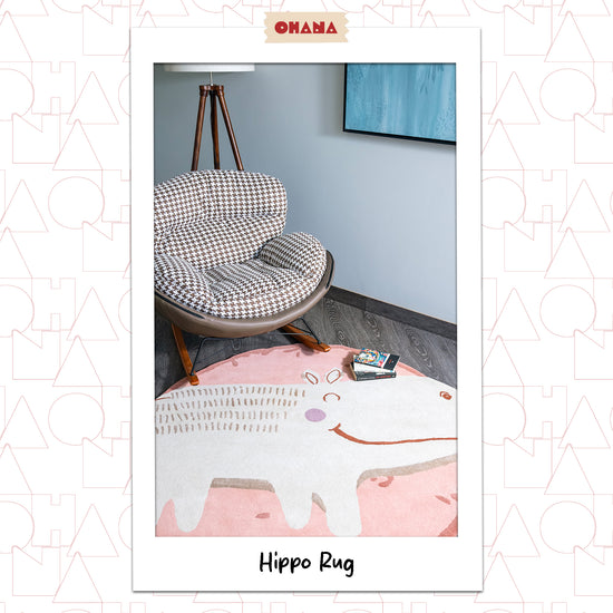 Pink Hippo Rug – hand-tufted pink shaped rug by Ohana