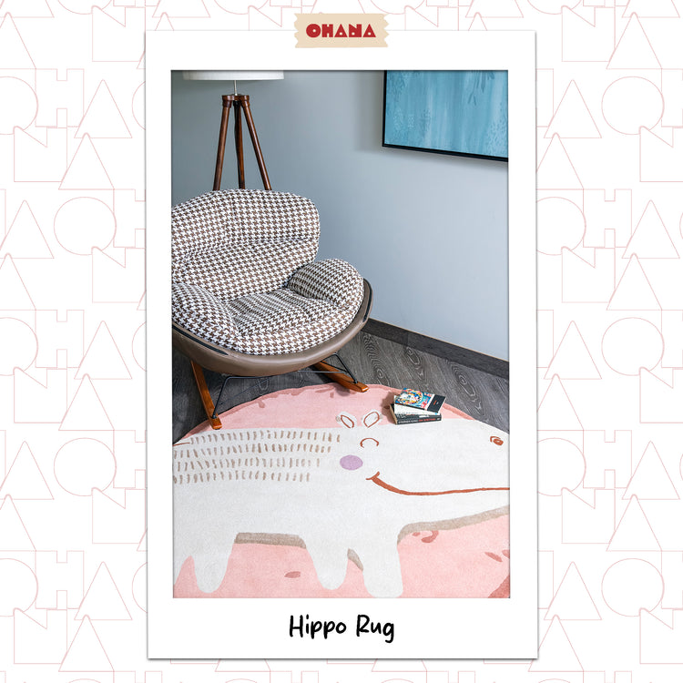 Pink Hippo Rug – hand-tufted pink shaped rug by Ohana