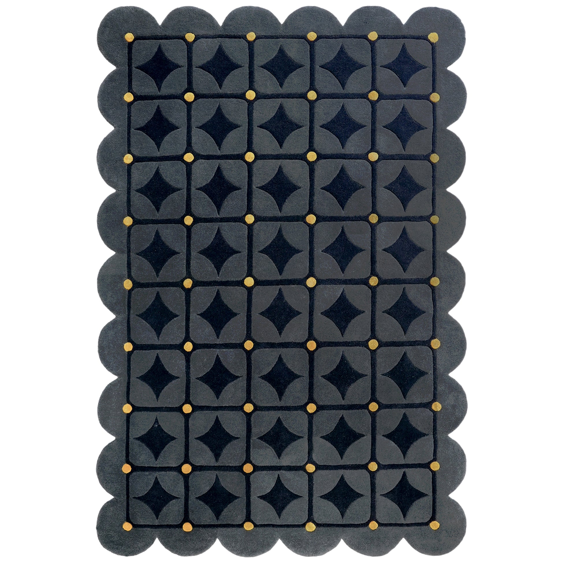 Round Dots Black Rug – hand-tufted black rectangular rug by Ohana