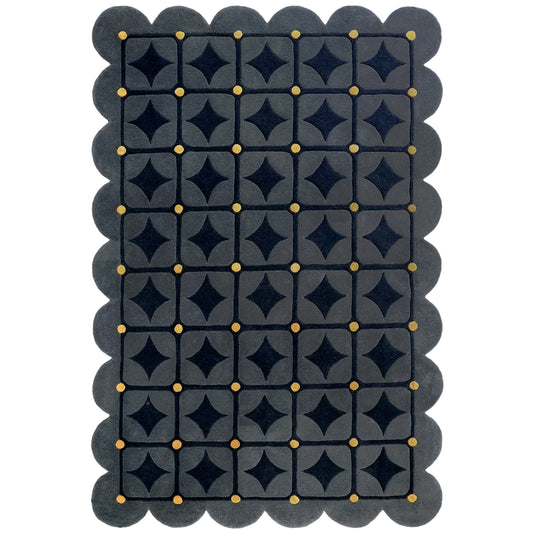 Round Dots Black Rug – hand-tufted black rectangular rug by Ohana