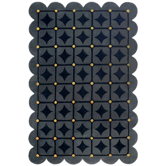 Round Dots Black Rug – hand-tufted black rectangular rug by Ohana
