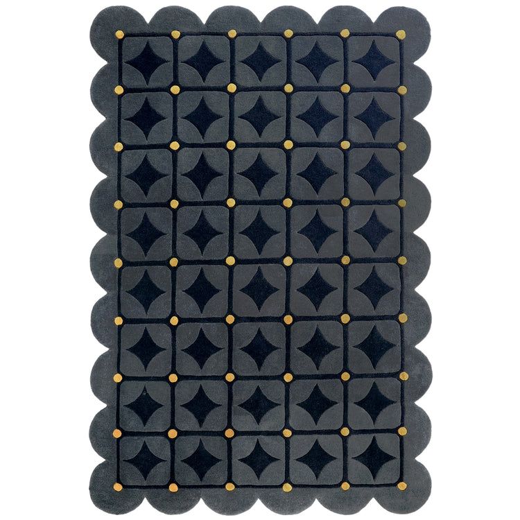 Round Dots Black Rug – hand-tufted black rectangular rug by Ohana