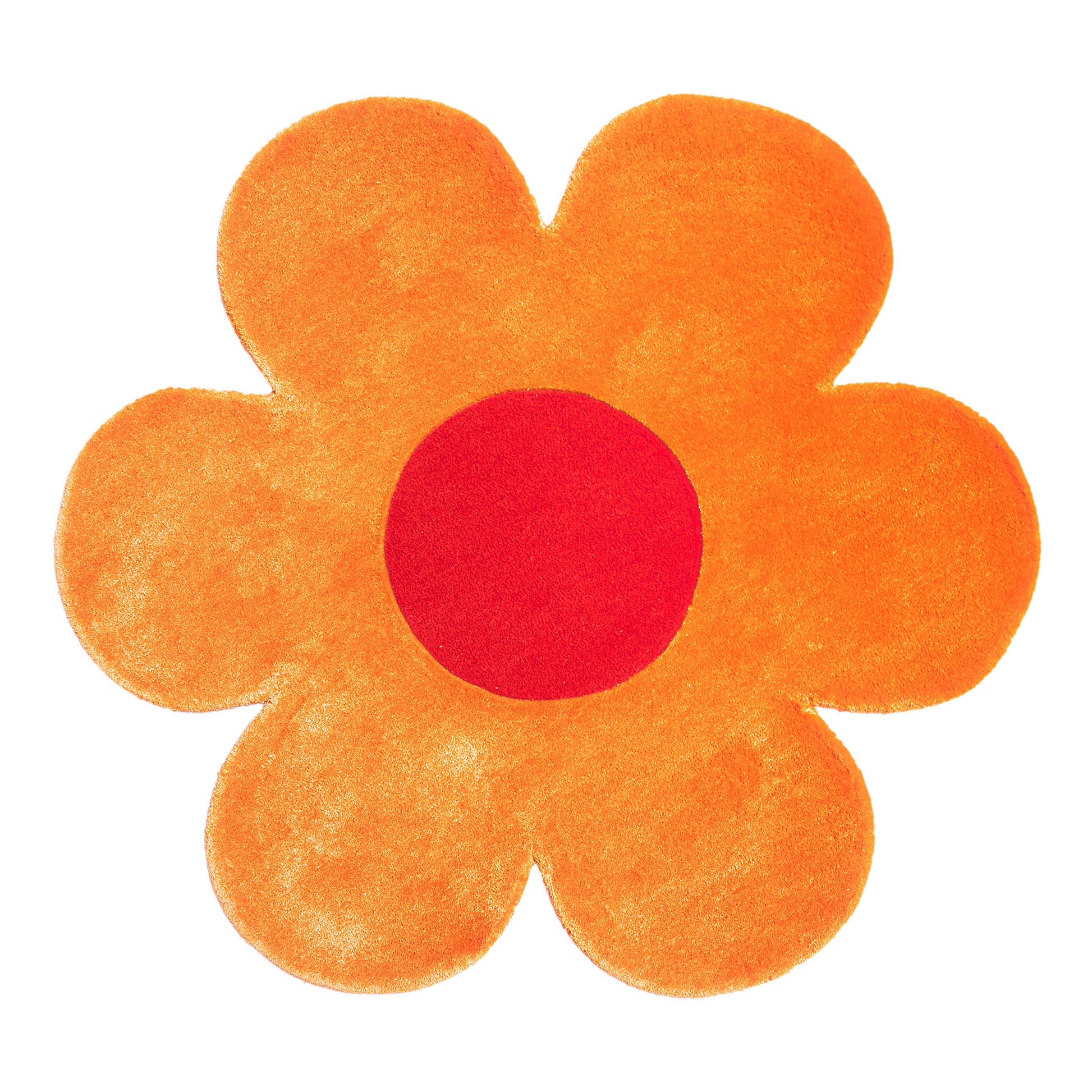 Orange Blossom Rug – hand-tufted orange flower-shaped rug by Ohana