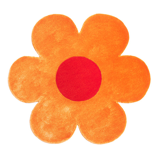 Orange Blossom Rug – hand-tufted orange flower-shaped rug by Ohana