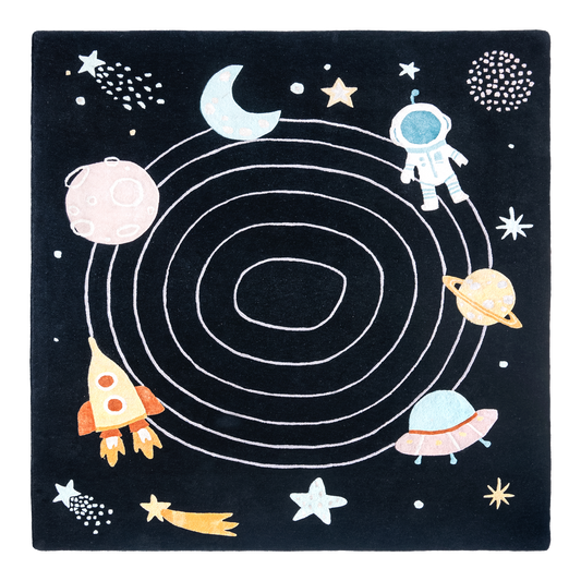 Black Space Rug – hand-tufted black rectangular rug by Ohana