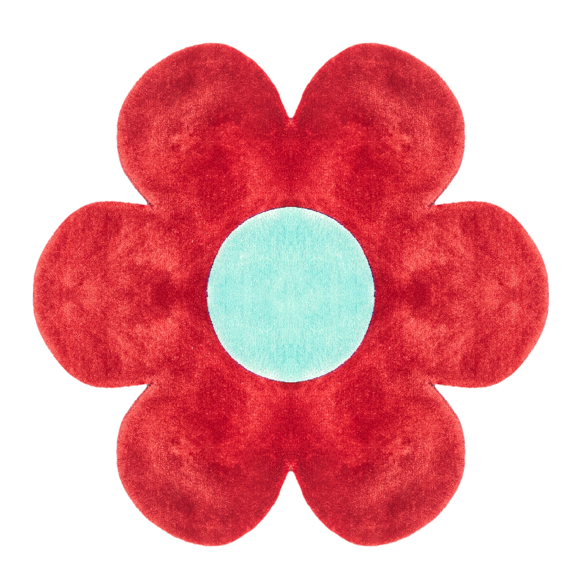 Red Blossom Rug – hand-tufted red flower-shaped rug by Ohana