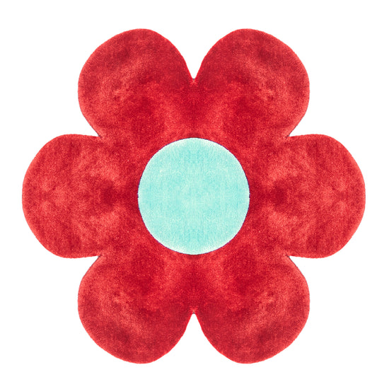 Red Blossom Rug – hand-tufted red flower-shaped rug by Ohana