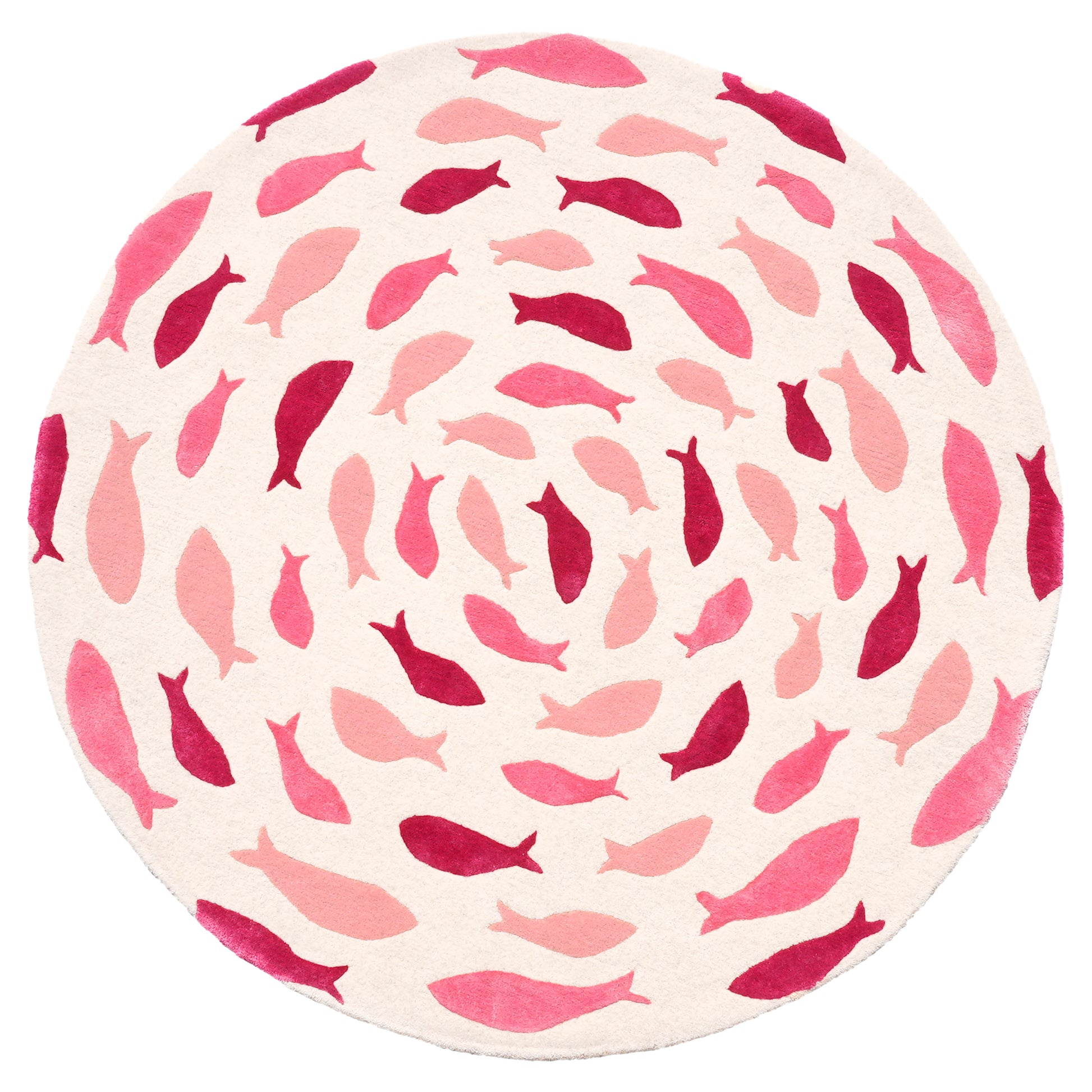 Fish Swirl Pink Rug – hand-tufted pink shaped rug by Ohana