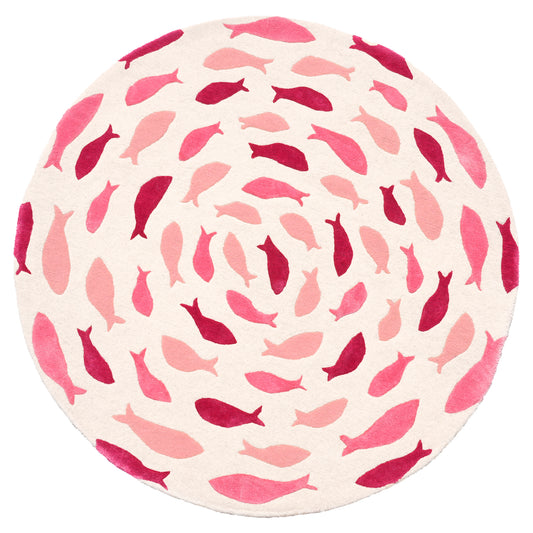 Fish Swirl Pink Rug – hand-tufted pink shaped rug by Ohana