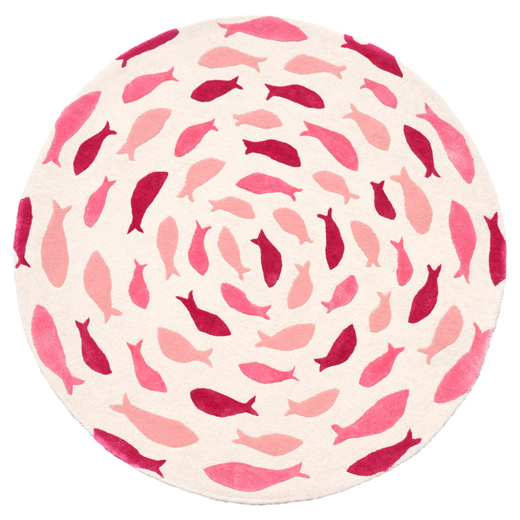 Fish Swirl Pink Rug – hand-tufted pink shaped rug by Ohana