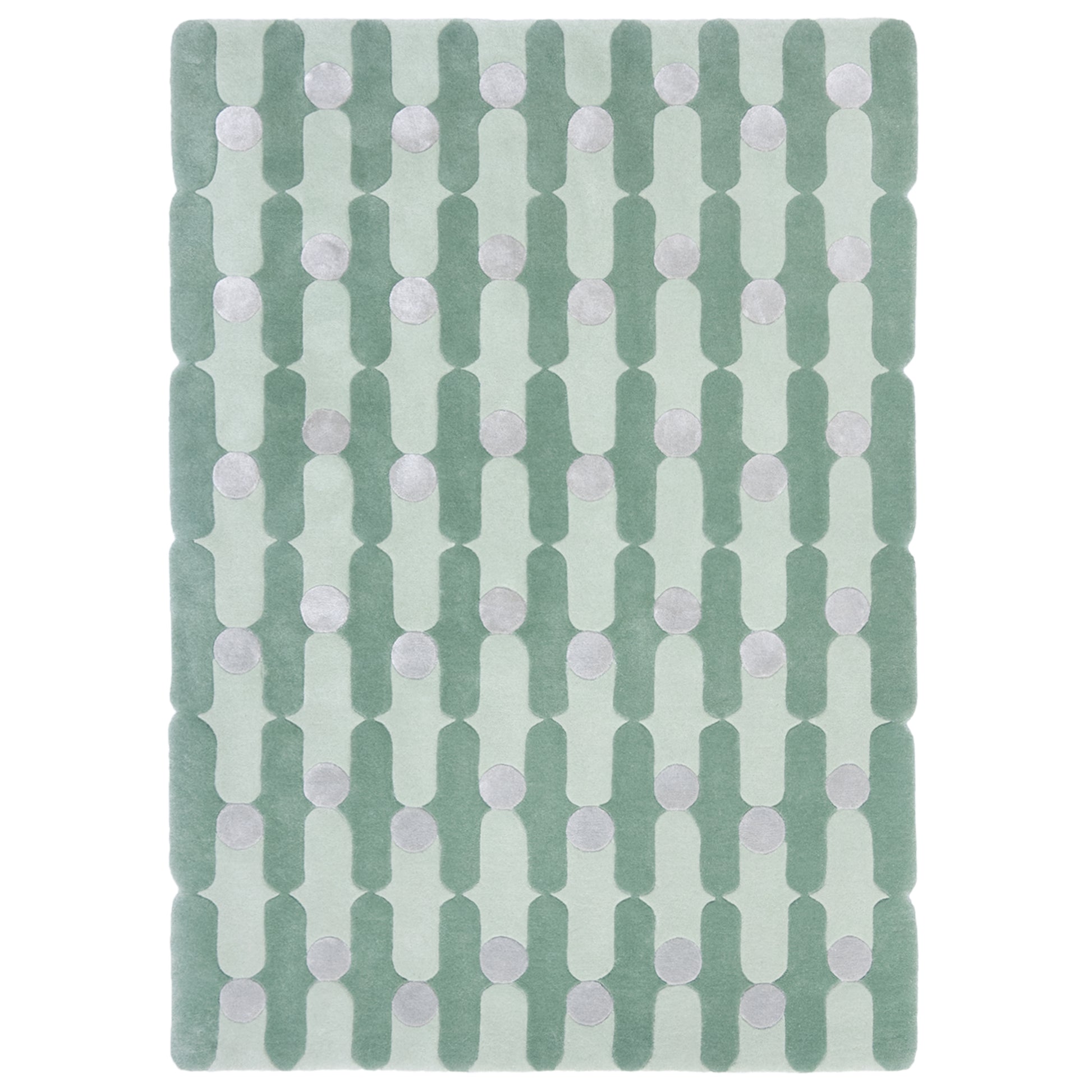 Wave Dots Green Rug – hand-tufted green rectangular rug by Ohana