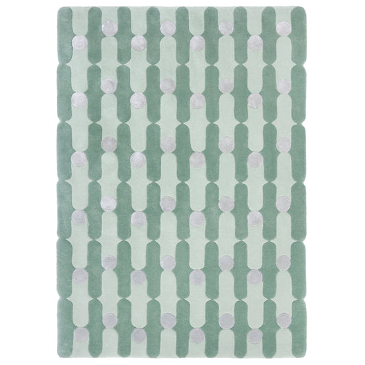 Wave Dots Green Rug – hand-tufted green rectangular rug by Ohana