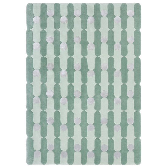Wave Dots Green Rug – hand-tufted green rectangular rug by Ohana