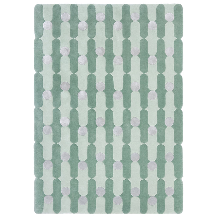 Wave Dots Green Rug – hand-tufted green rectangular rug by Ohana