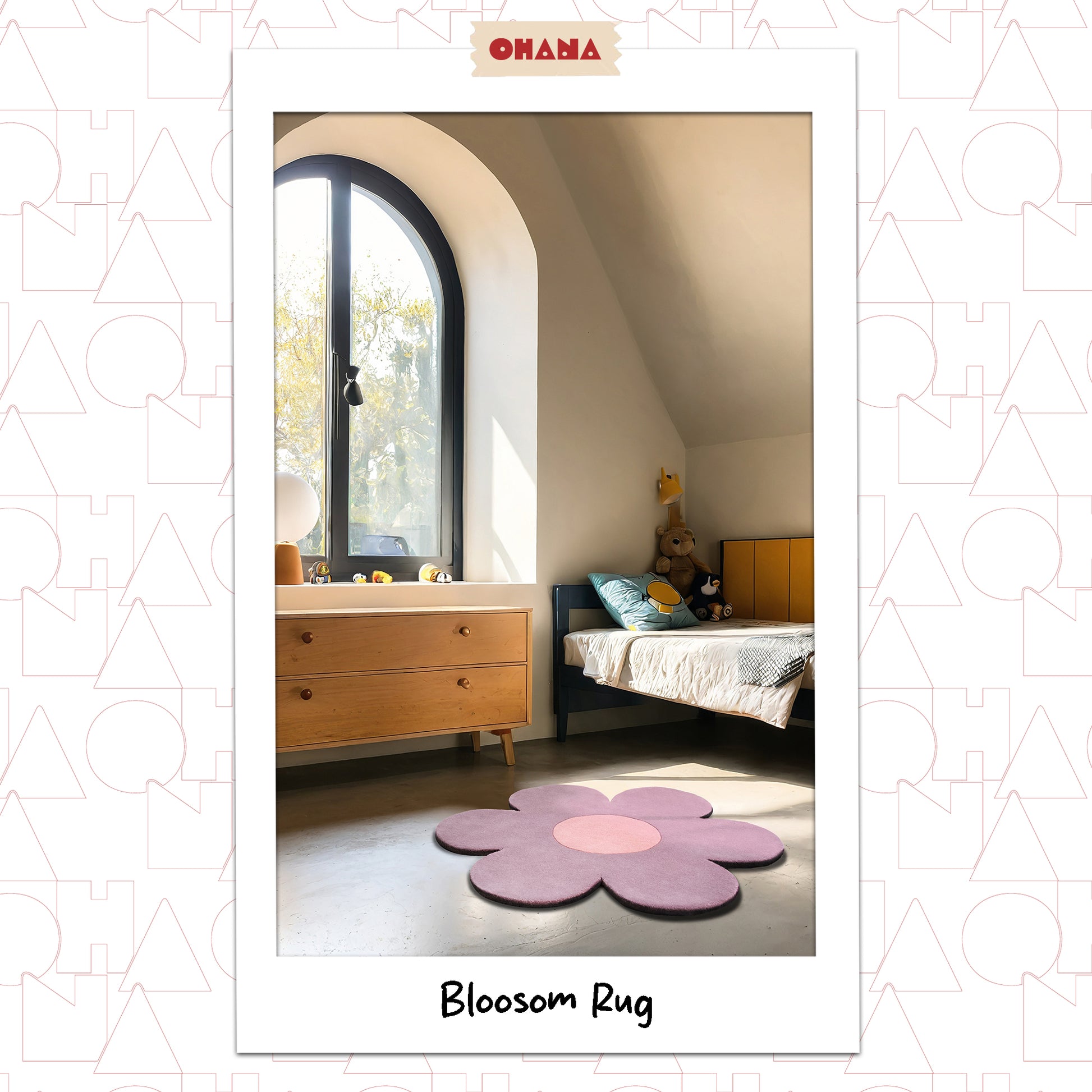 Pink Blossom Rug Wool – hand-tufted pink flower-shaped rug by Ohana