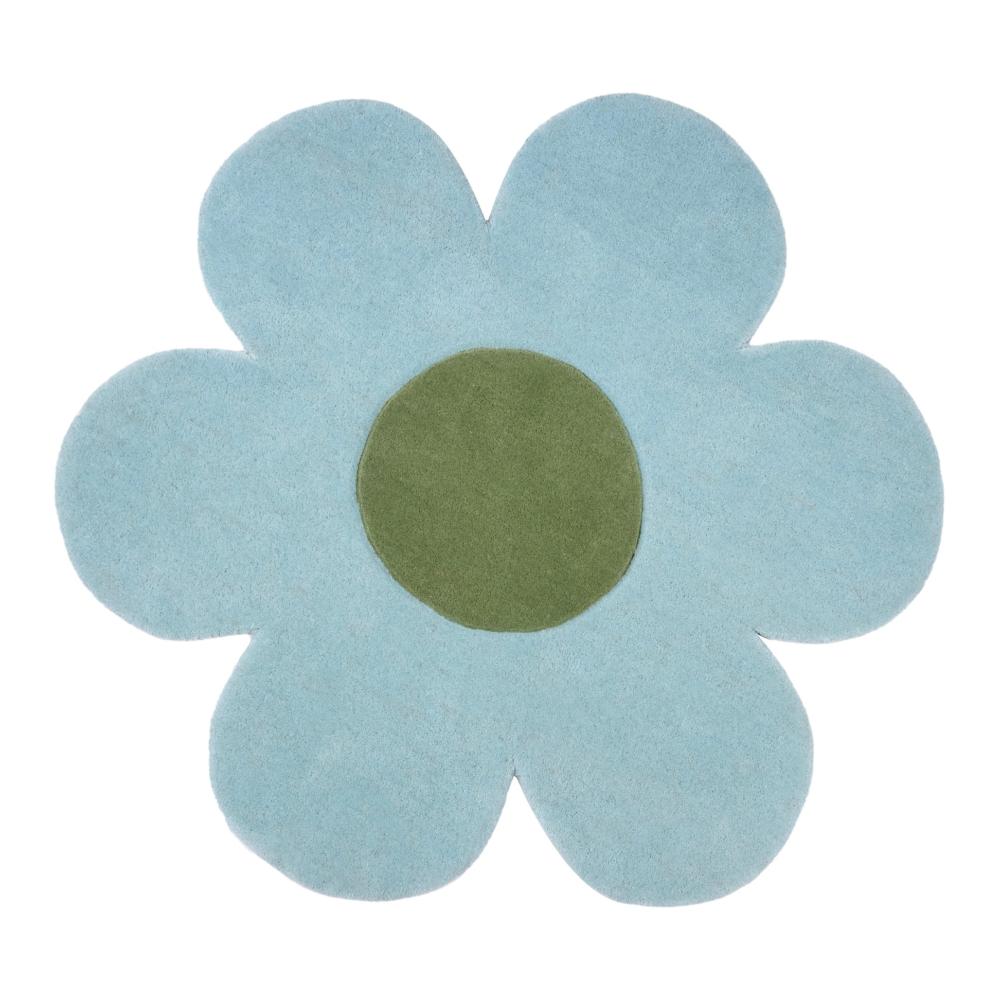 Blue Blossom Rug Wool – hand-tufted blue flower-shaped rug by Ohana