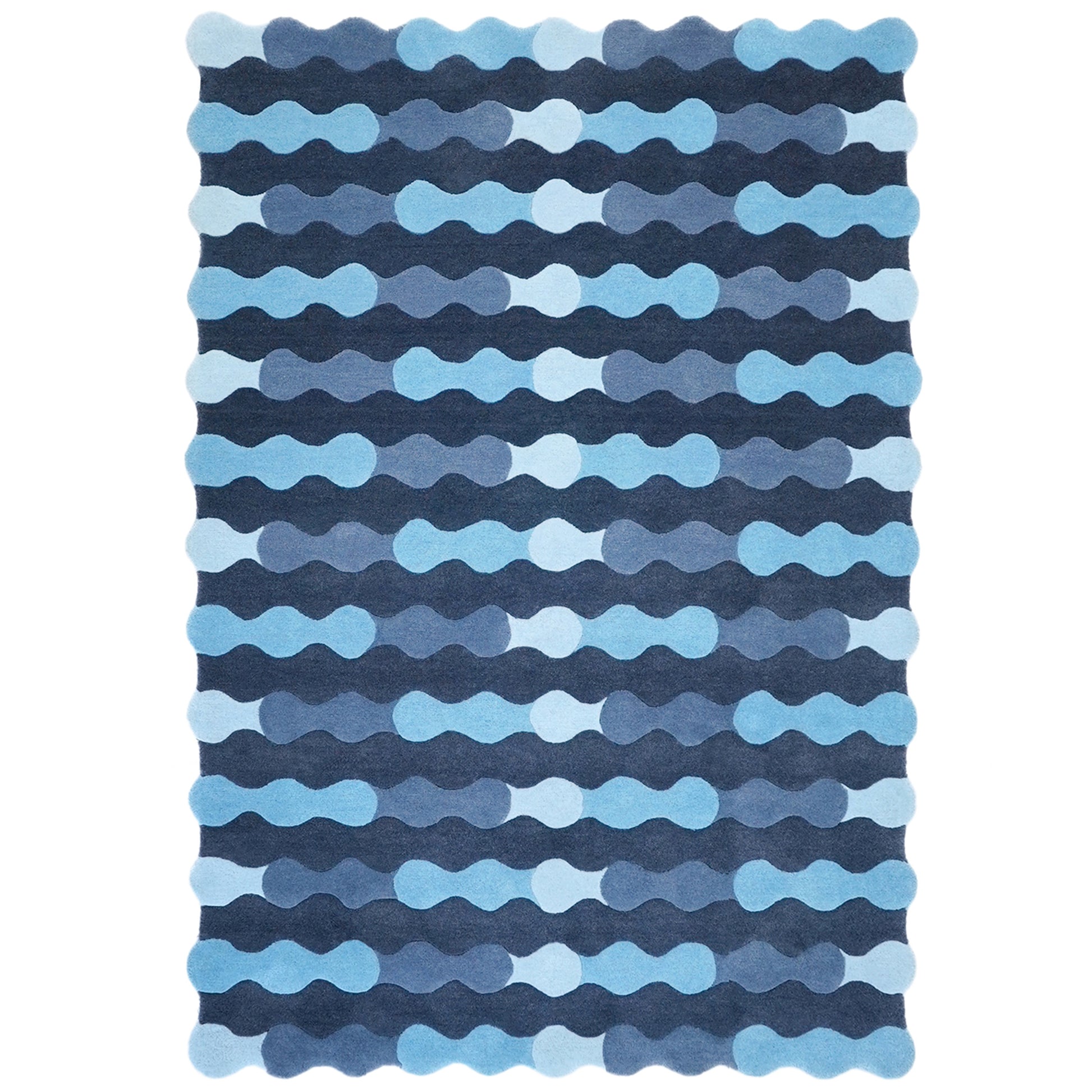 Merging Circles Blue Rug – hand-tufted blue rectangular rug by Ohana