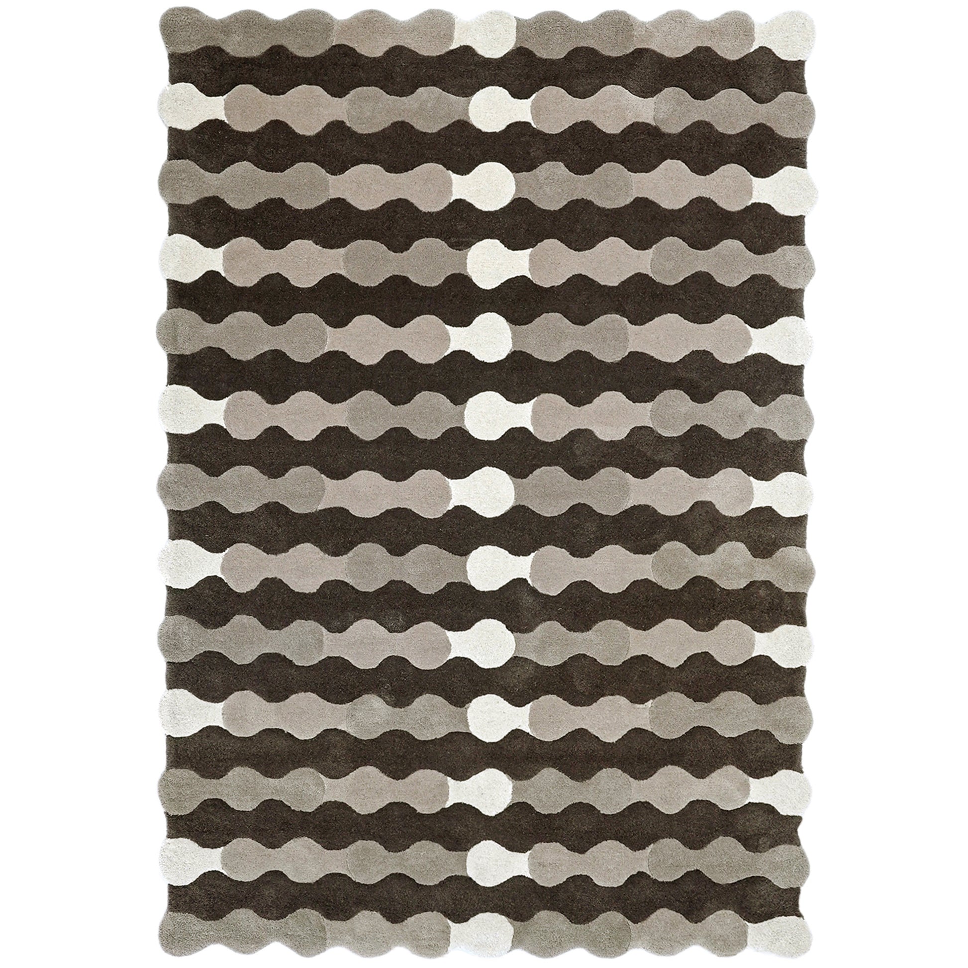 Merging Circles Brown Rug – hand-tufted brown rectangular rug by Ohana