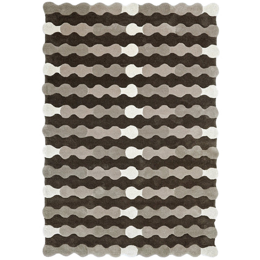 Merging Circles Brown Rug – hand-tufted brown rectangular rug by Ohana