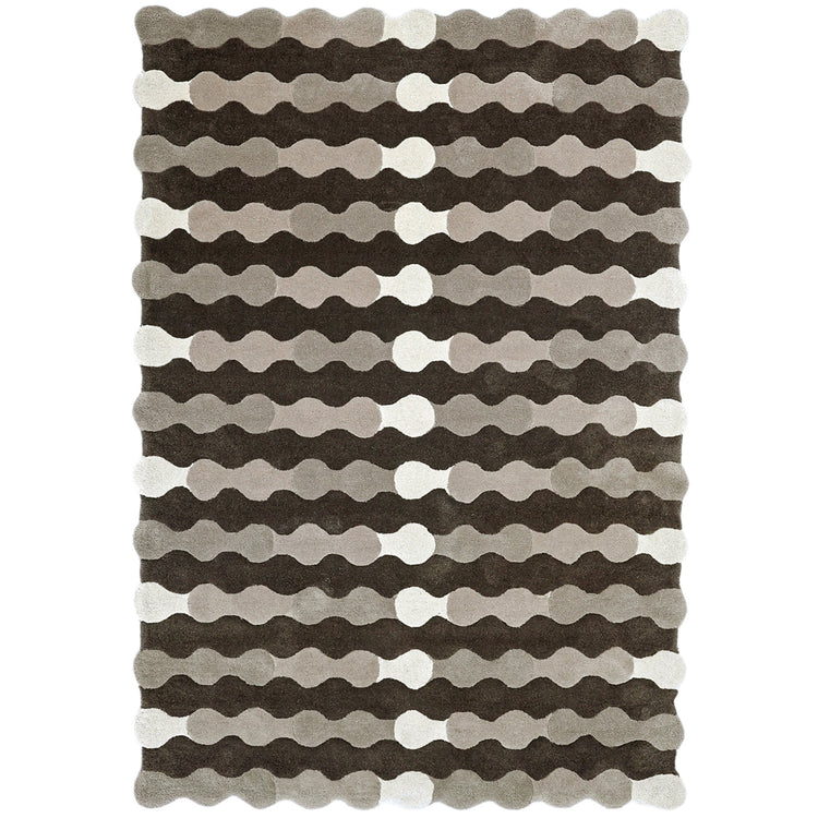 Merging Circles Brown Rug – hand-tufted brown rectangular rug by Ohana