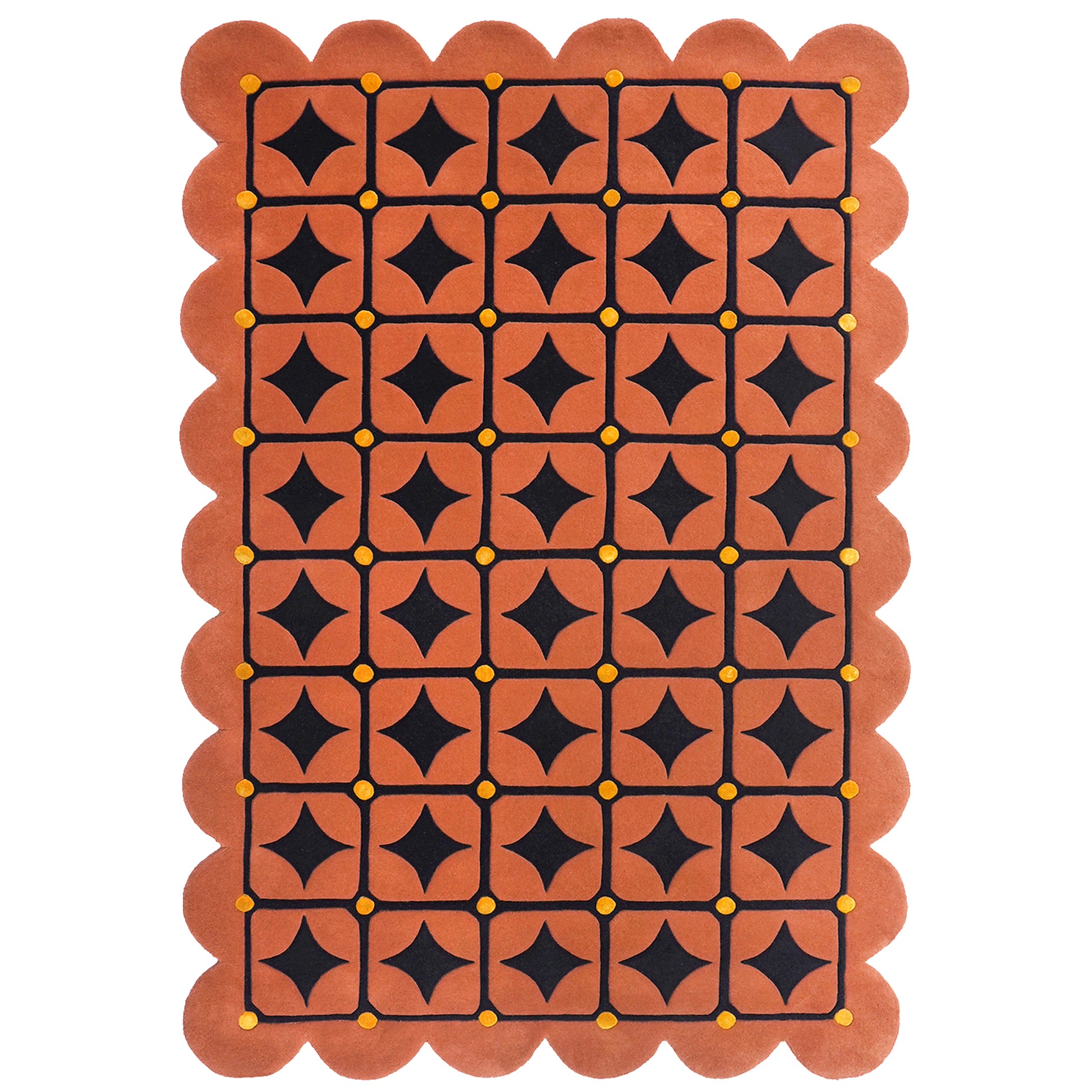 Round Dots Oxford Cherry Rug – hand-tufted cherry red rectangular rug by Ohana